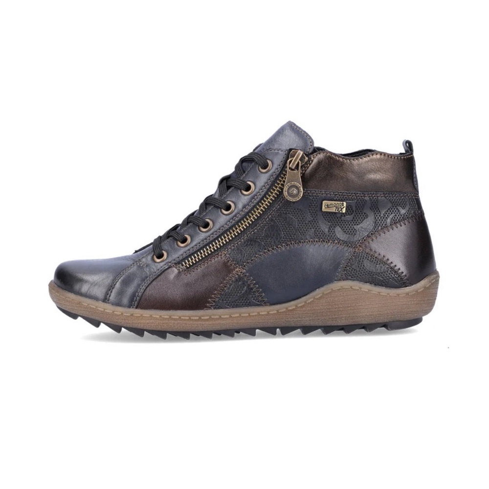 Remonte By Reiker Women’s Chestnut Leather Lace-Up With Zip Booties Sz 41 / 9.5